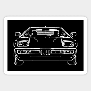 White 1978 M1 Car Sketch Art Magnet